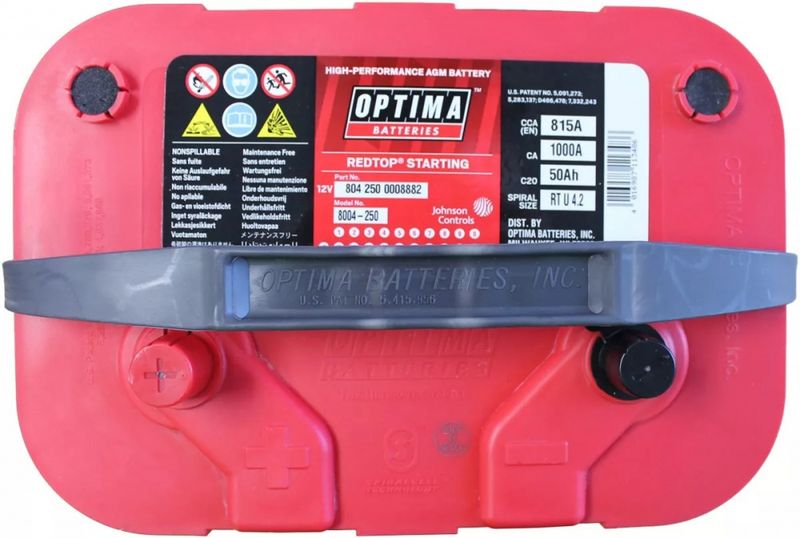 Optima RedTop AGM RT-U 4.2L Sidepol 12V 50Ah startstrøm 815CCA
